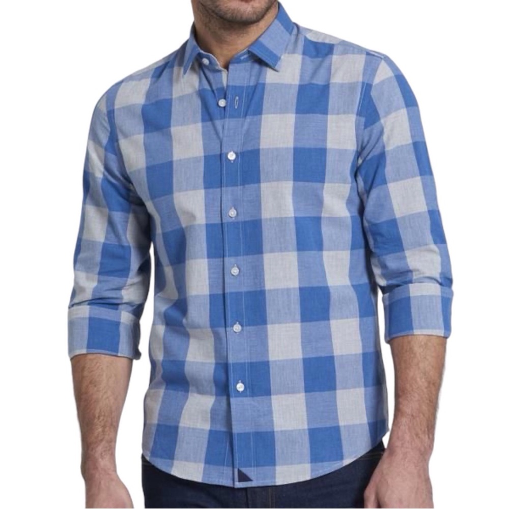 UNTUCKit Blue Buffalo Plaid Button-Up Shirt Monastrell Classic Preppy Academia